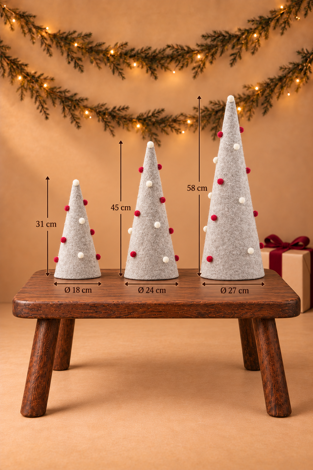 Christmas Felt And Plastic Pom-pom Christmas Tree Ornament