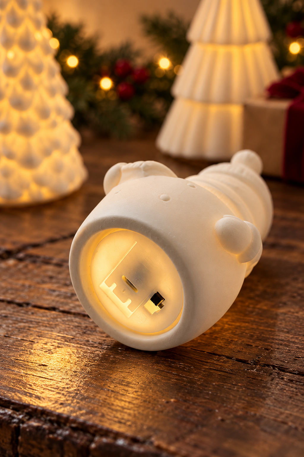 Ceramic Christmas Tree Desktop Decoration Luminous Christmas Small House Christmas Snowman