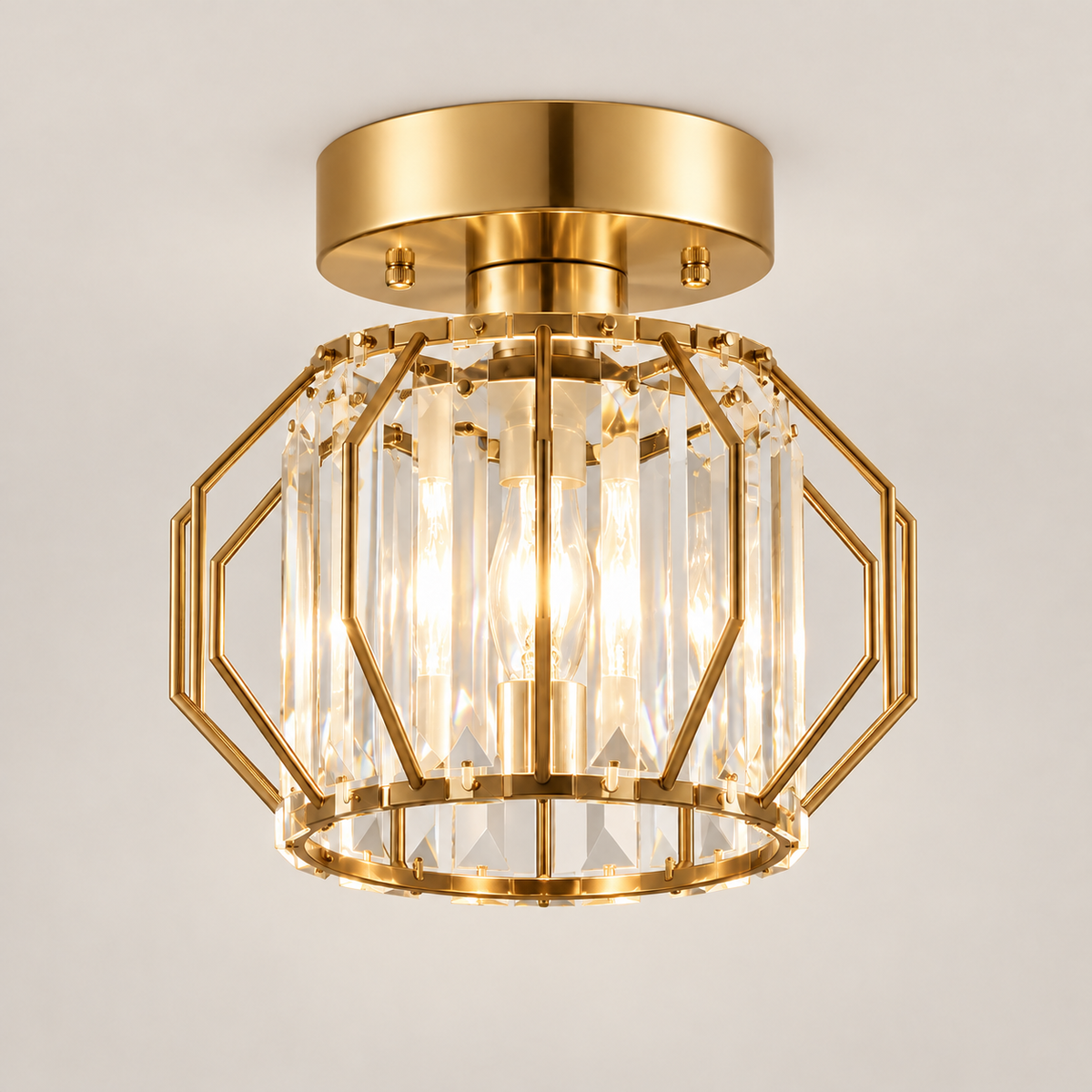 Plafonnier Style A doré — vue frontale studio