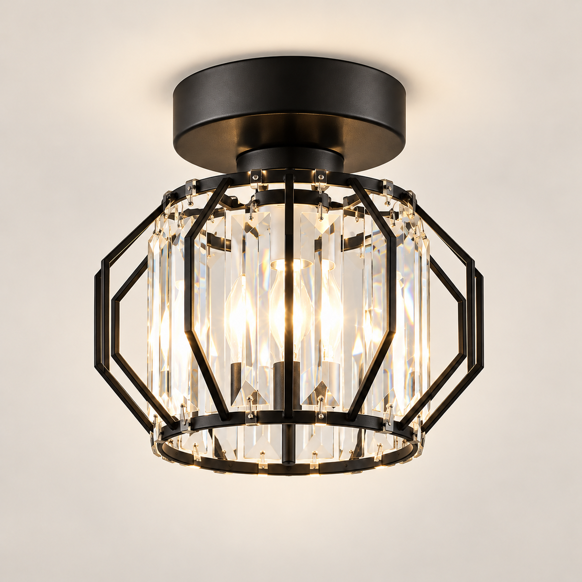 Plafonnier Style A noir — vue frontale studio