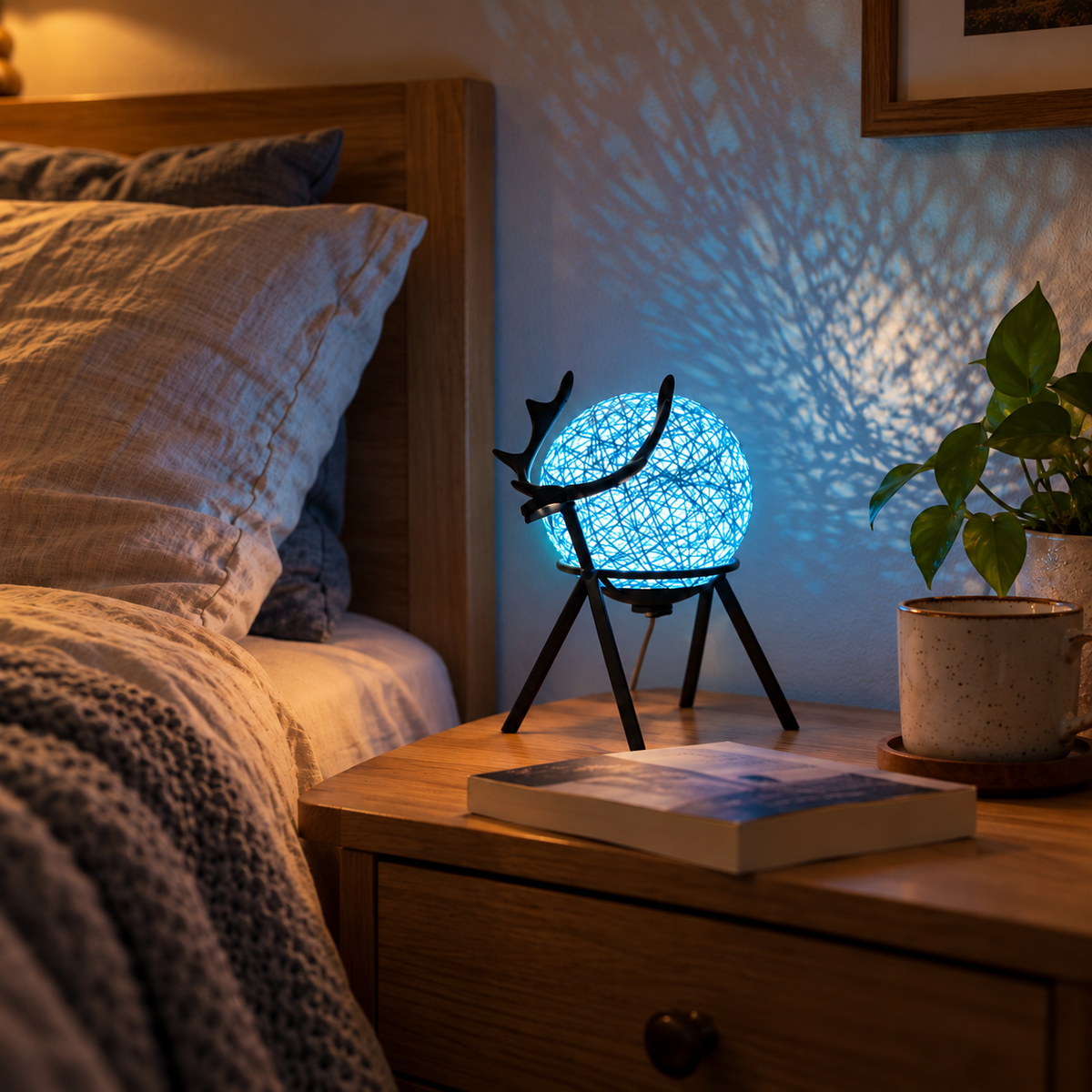 Lampe cerf bleue — vue d’ensemble