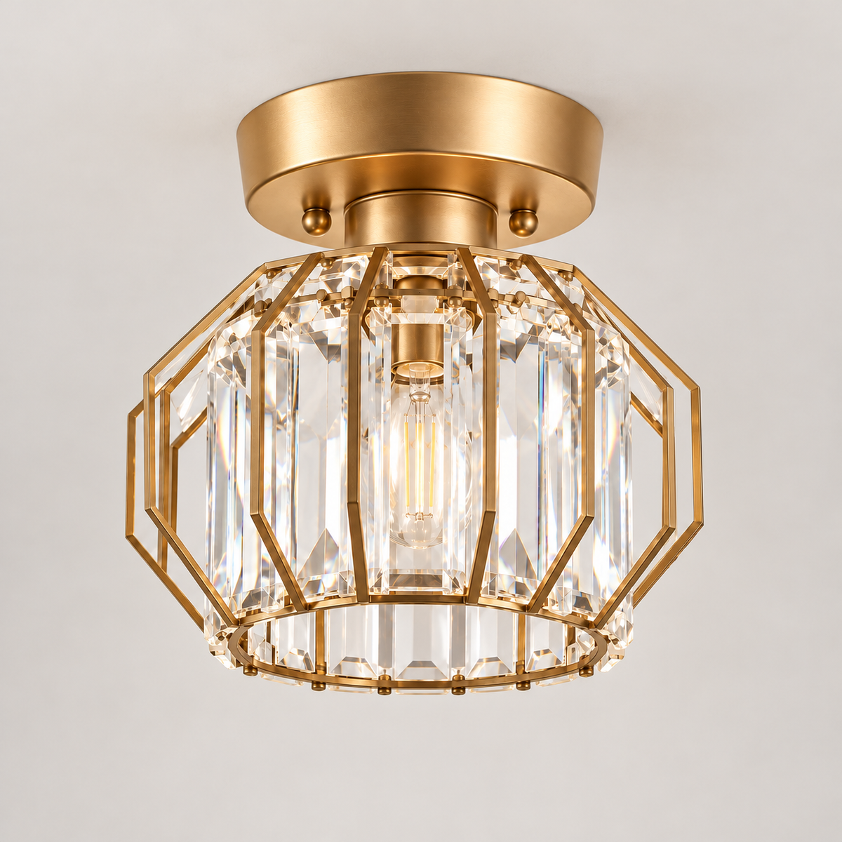 Plafonnier Style B doré — vue frontale studio