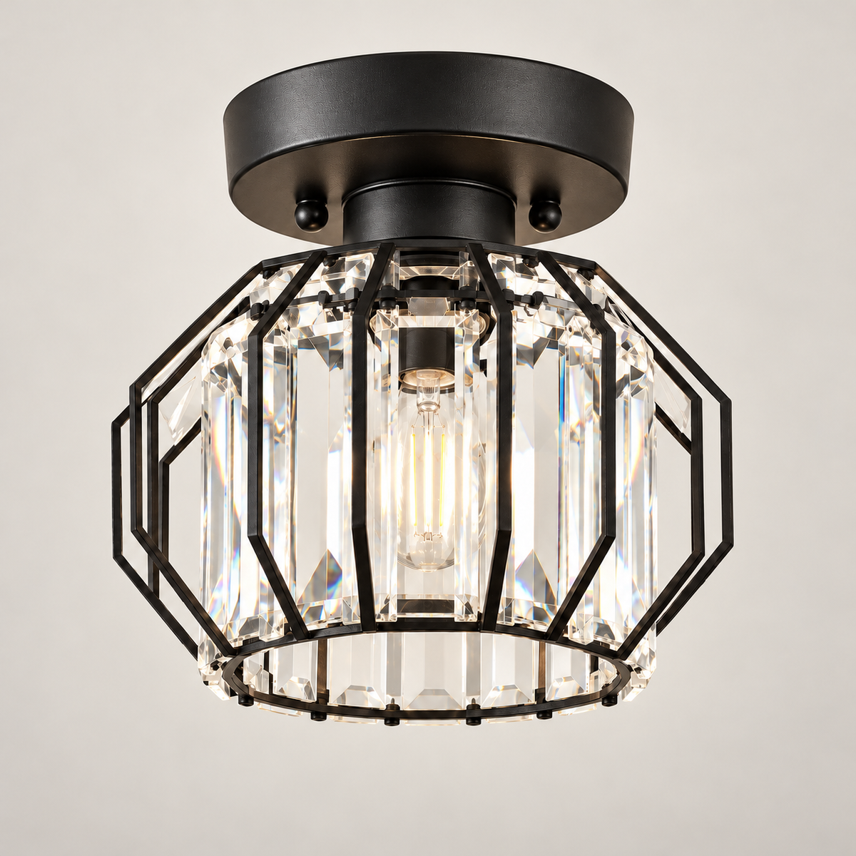 Plafonnier Style B noir — vue frontale studio