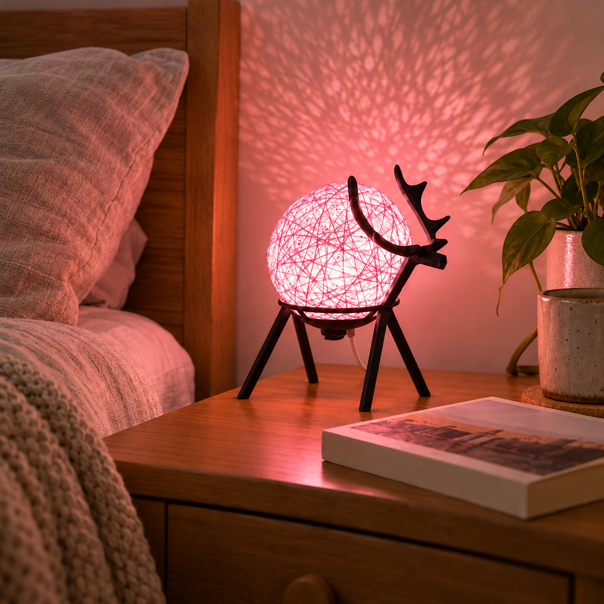 Lampe cerf rose — vue d’ensemble