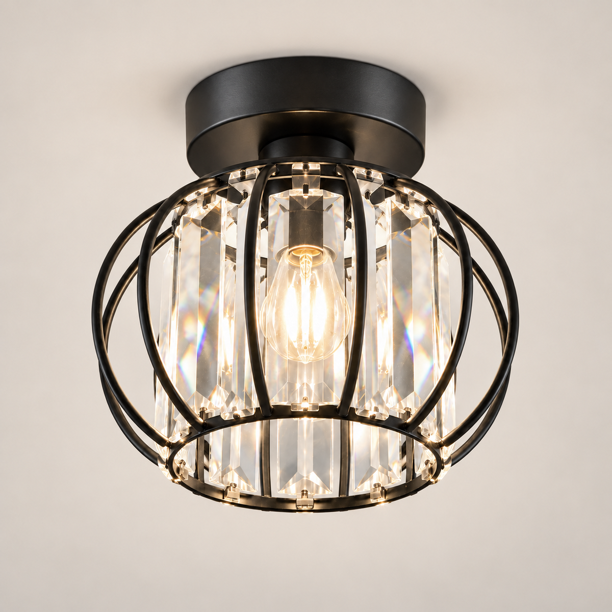 Plafonnier Style E noir — vue frontale studio