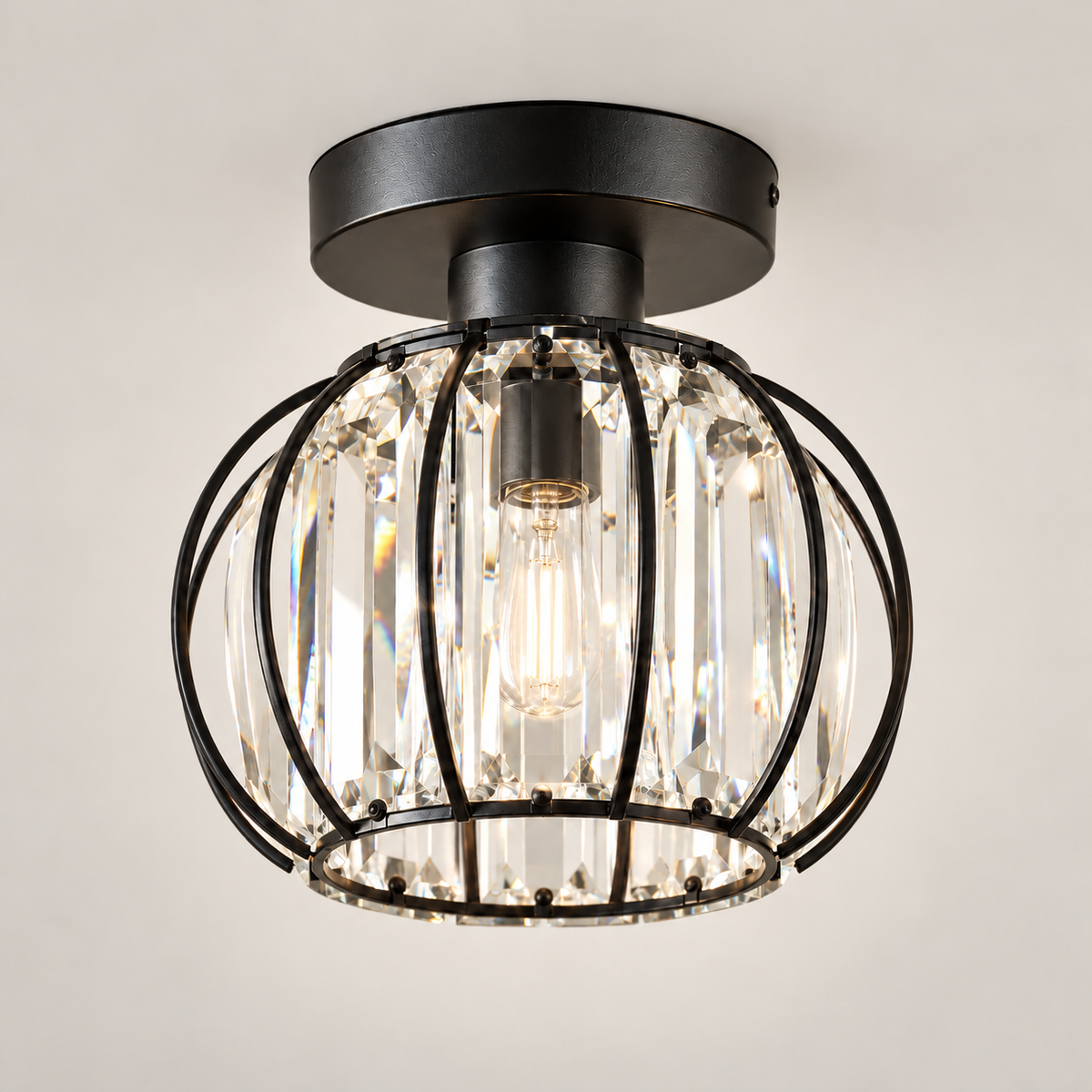 Plafonnier Style D noir — vue frontale studio