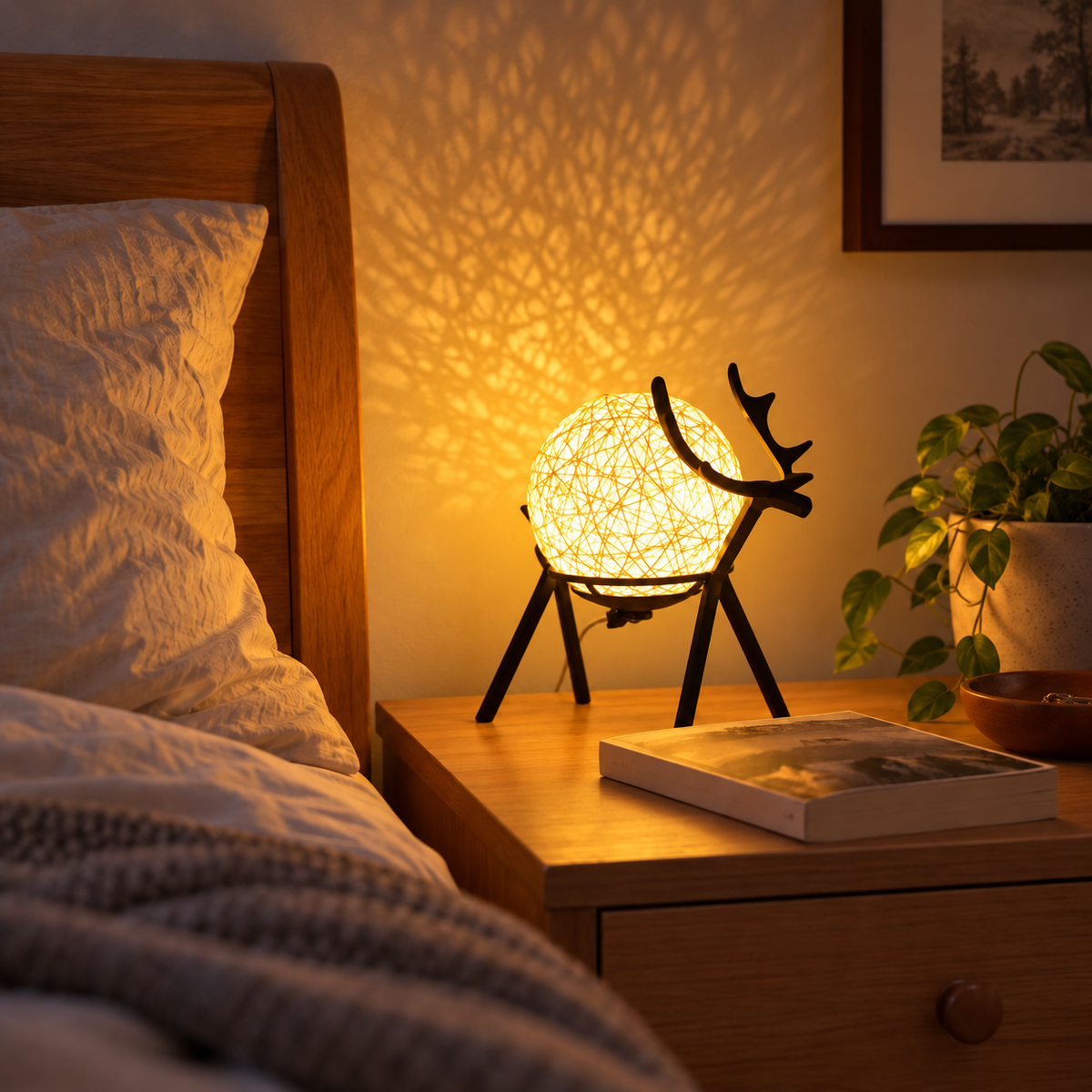 Lampe cerf jaune — vue trois-quarts