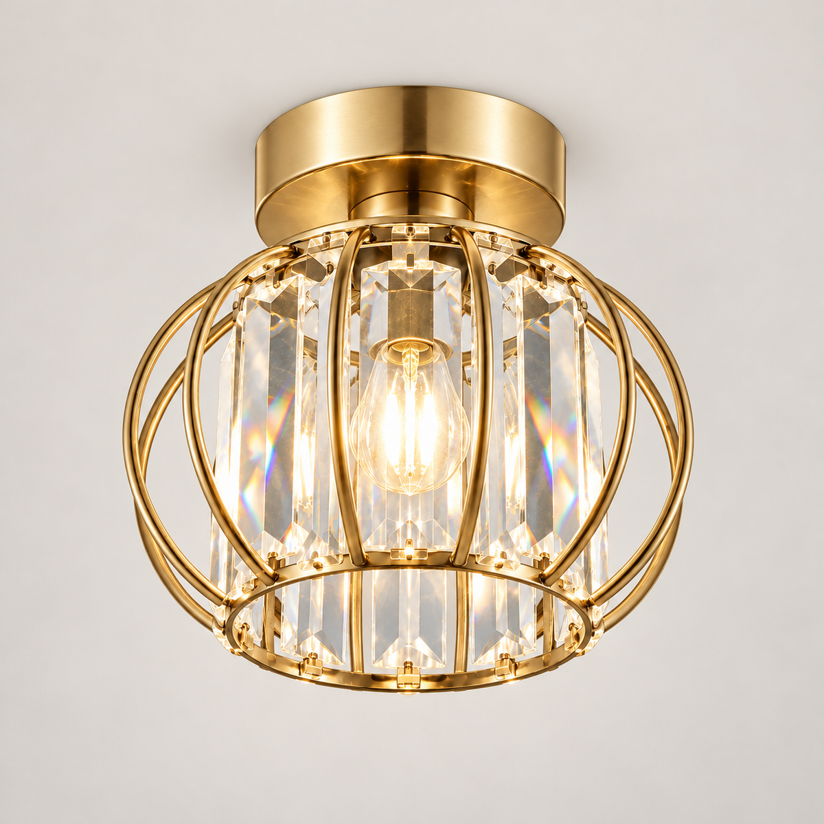 Plafonnier Style E doré — vue frontale studio