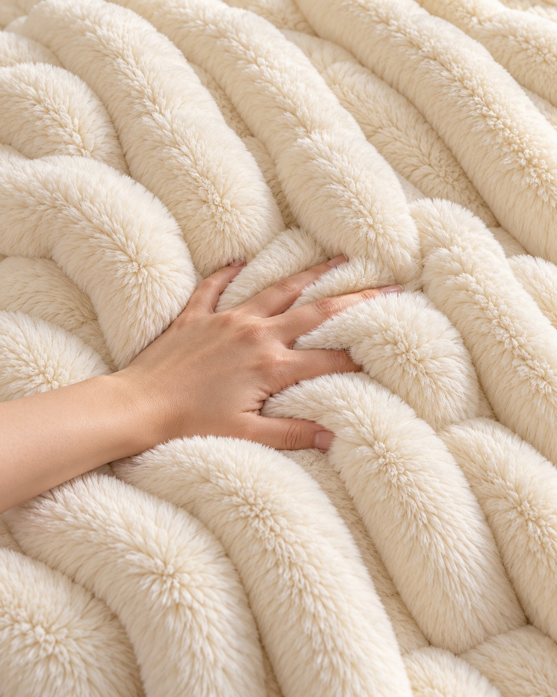 Texture du Fluffy Plaid ivoire