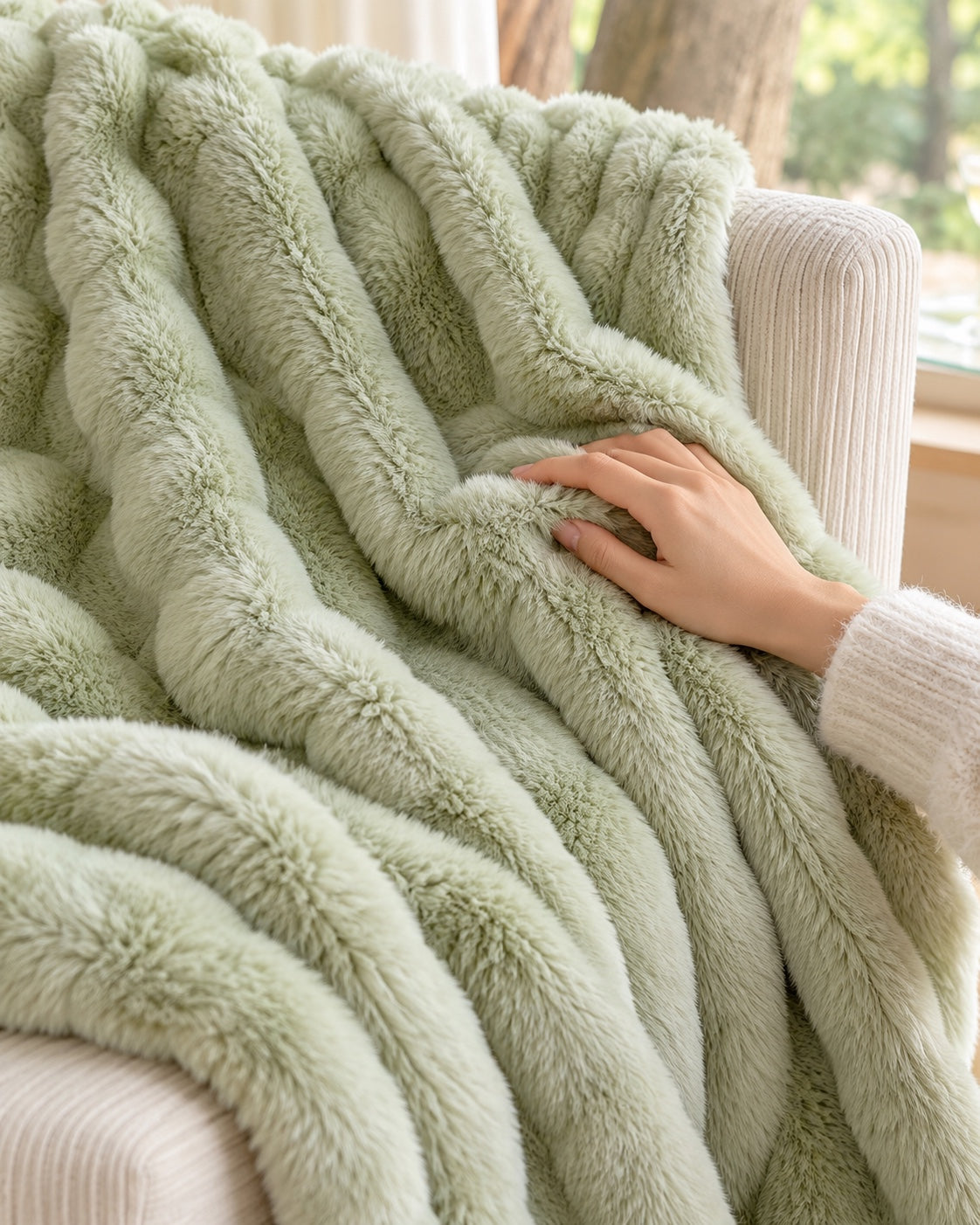 Texture du Fluffy Plaid vert